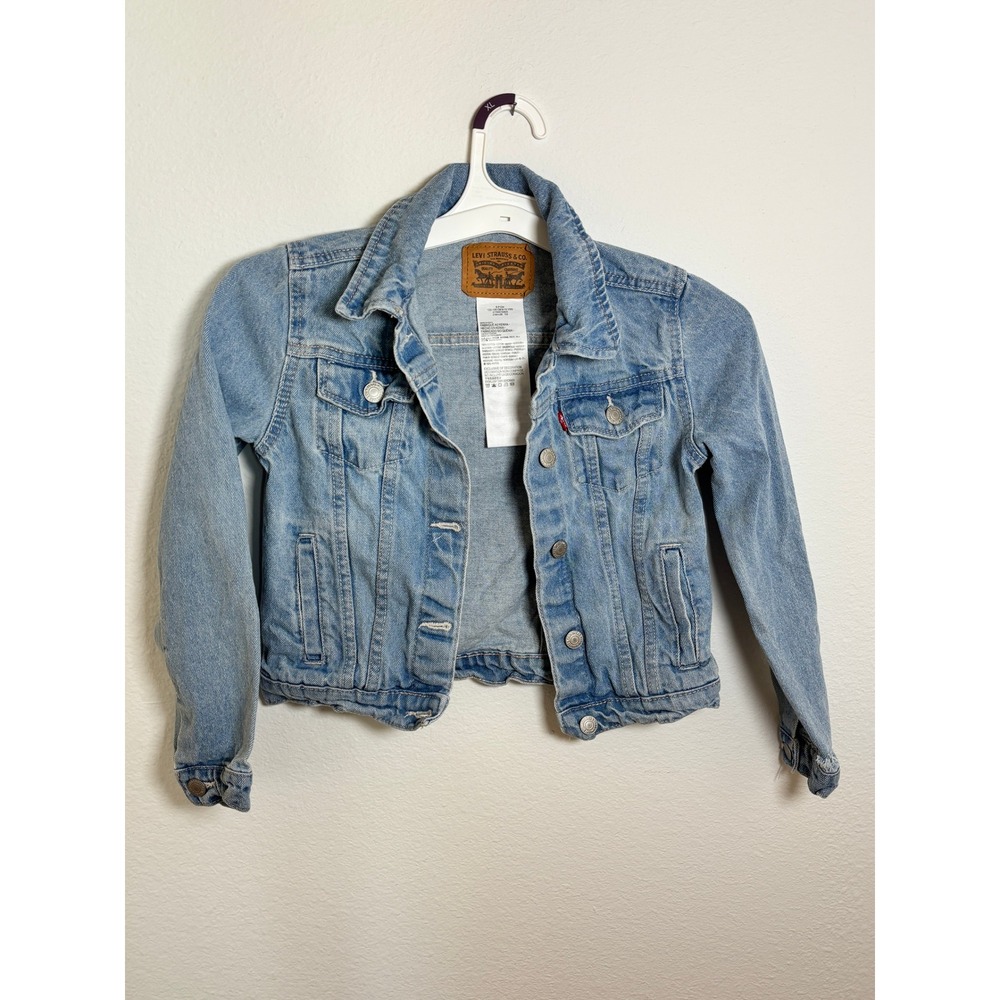 Levis Girls Trucker Jacket Light Wash Denim Size S 8-10 617845150625